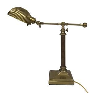 Vintage Ethan Allen Table Task Lamp Brass Ball Joint Adjustable Banker Pharmacy